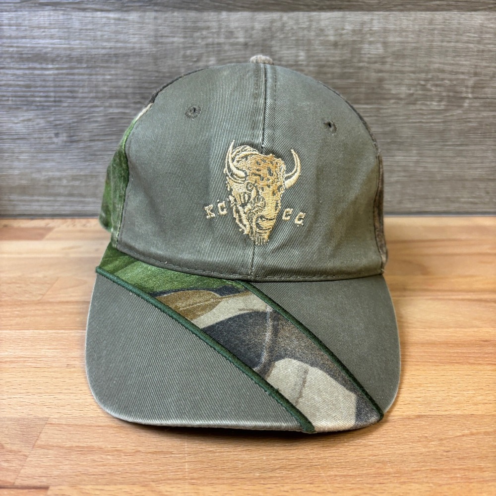 Kansas City Coutry Club Hat Cap Strap Back Brown‎ Green Camo Outdoors Adjustable